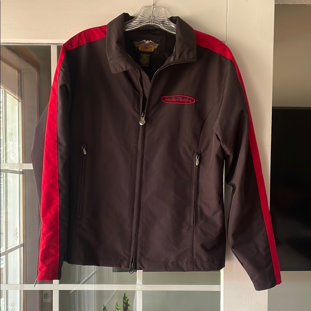 Harley-Davidson Black and Red Windbreaker Jacket